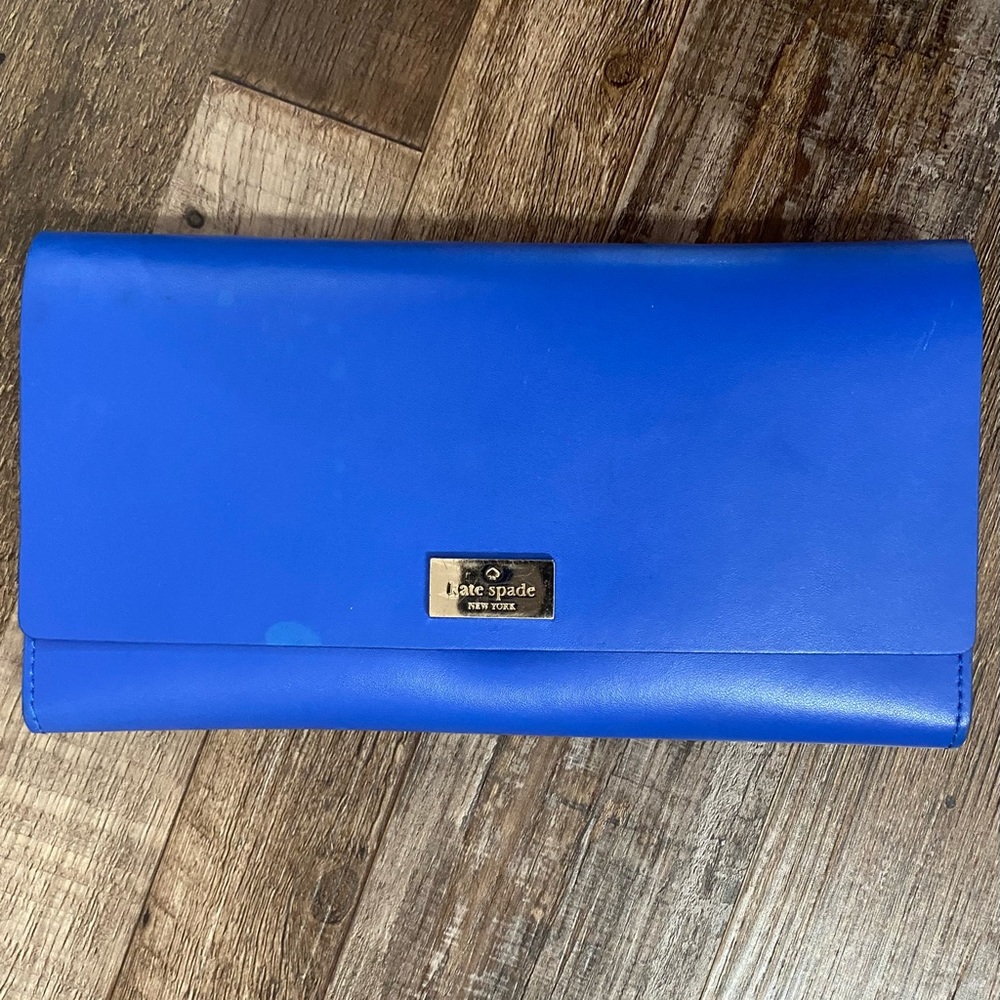 Royal Blue Kate Spade Foldover Wallet with Snap Closure